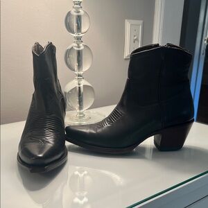 Tecovas Black Leather Ankle Boots